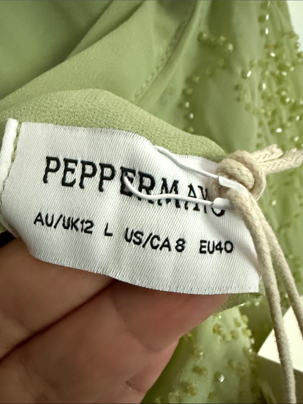 Peppermayo Olive Green Beaded Mini Dress - Picture 6 of 6